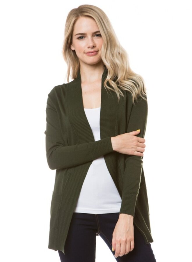 open front knit cardigan with pockets