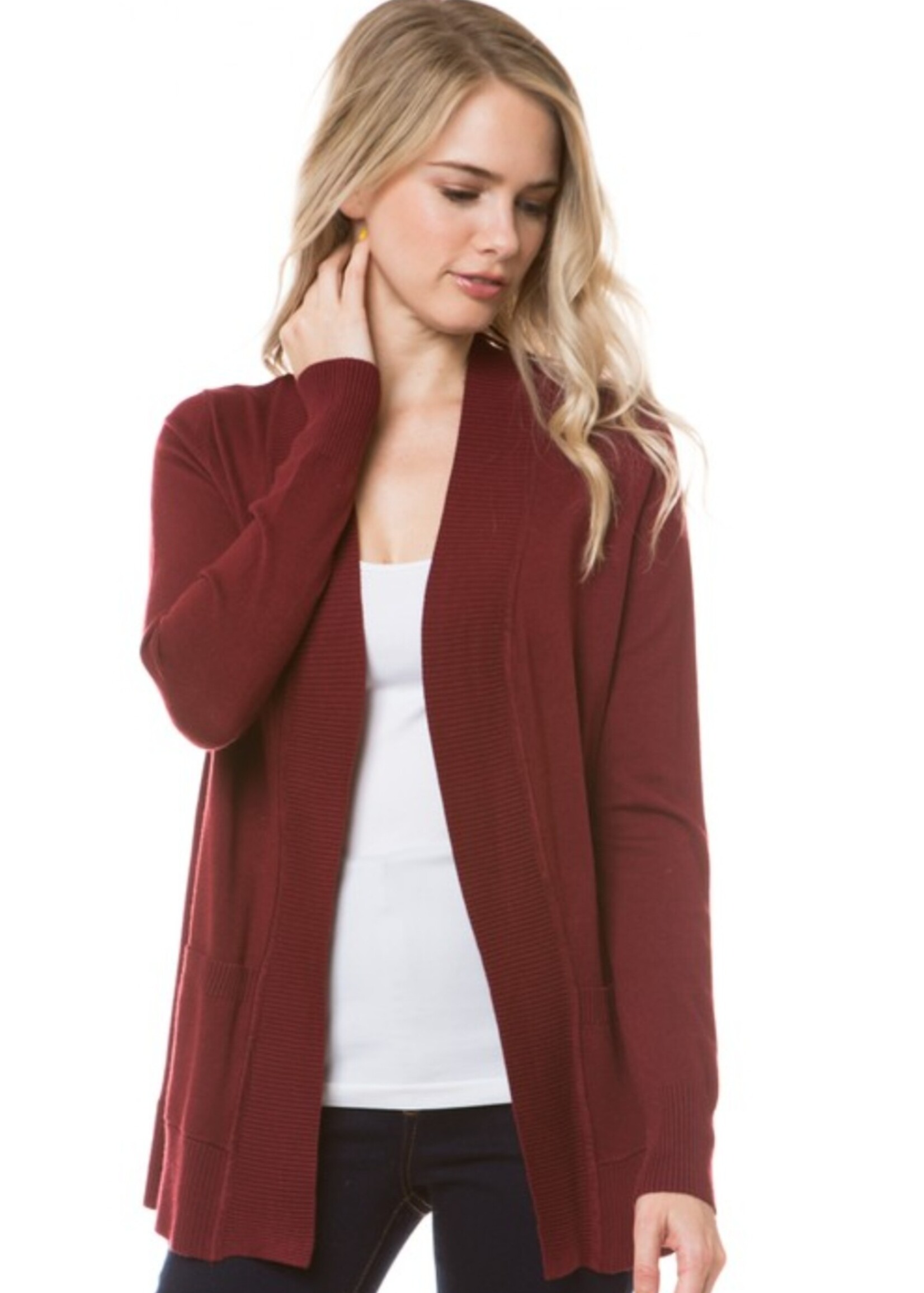 open front knit cardigan with pockets