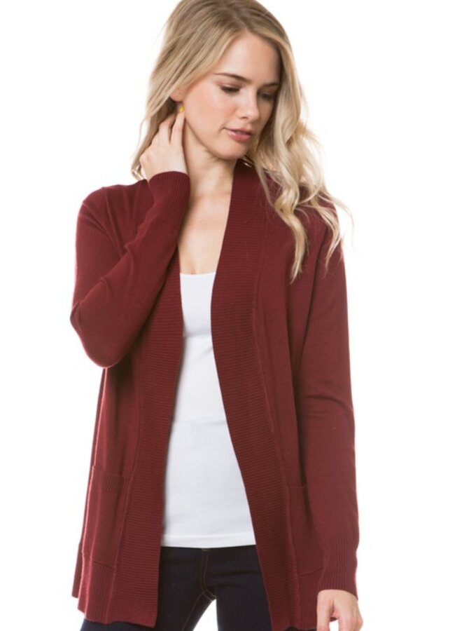 open front knit cardigan with pockets