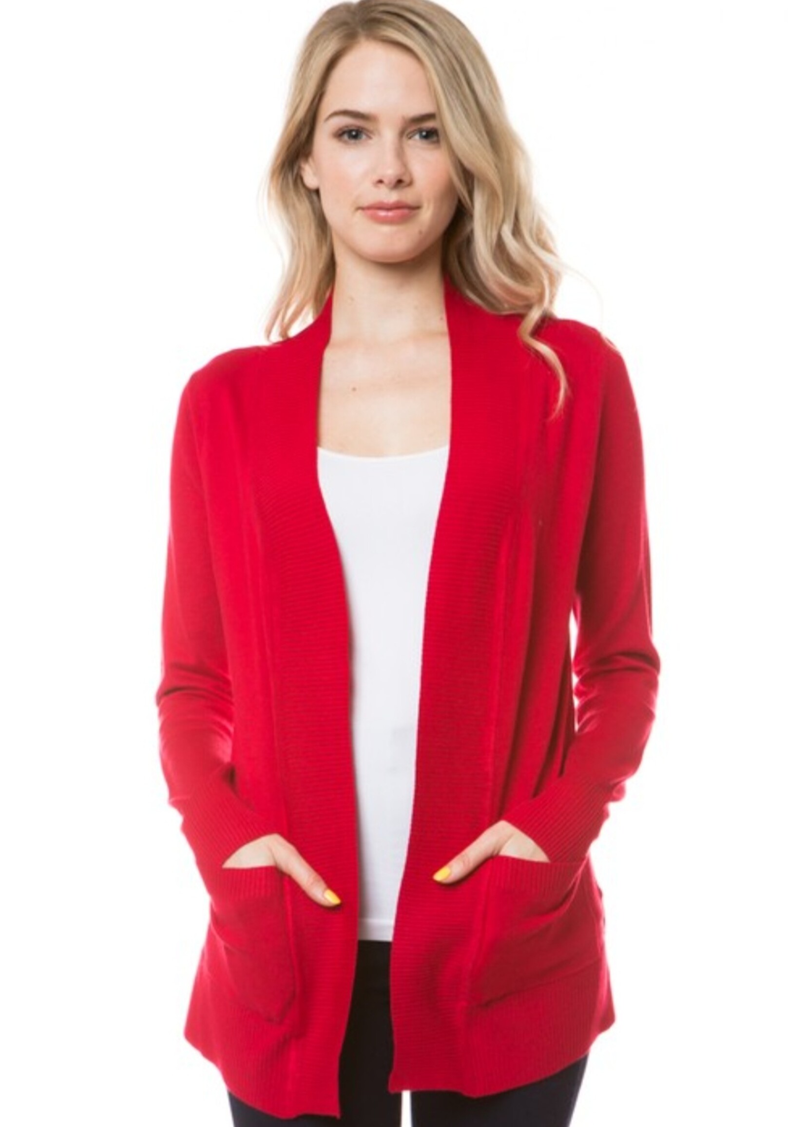open front knit cardigan with pockets