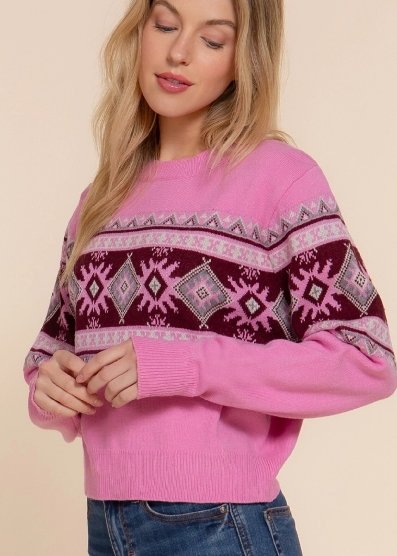 Active Basic Faire Isle Pattern sweater