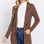 Long sleeve notched collar sweater jacket
