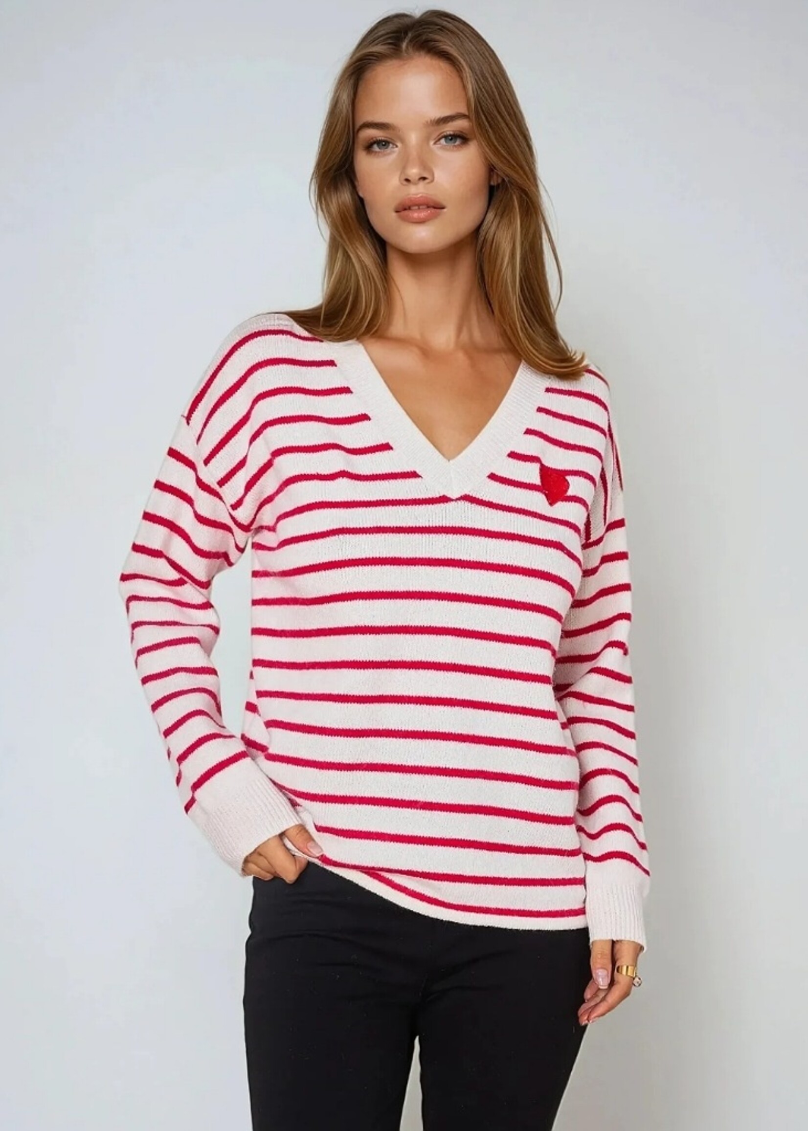 Copperose Striped heart sweater