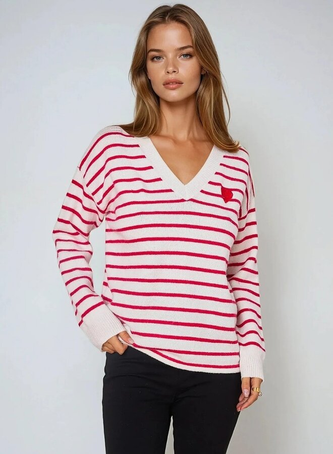 Striped heart sweater