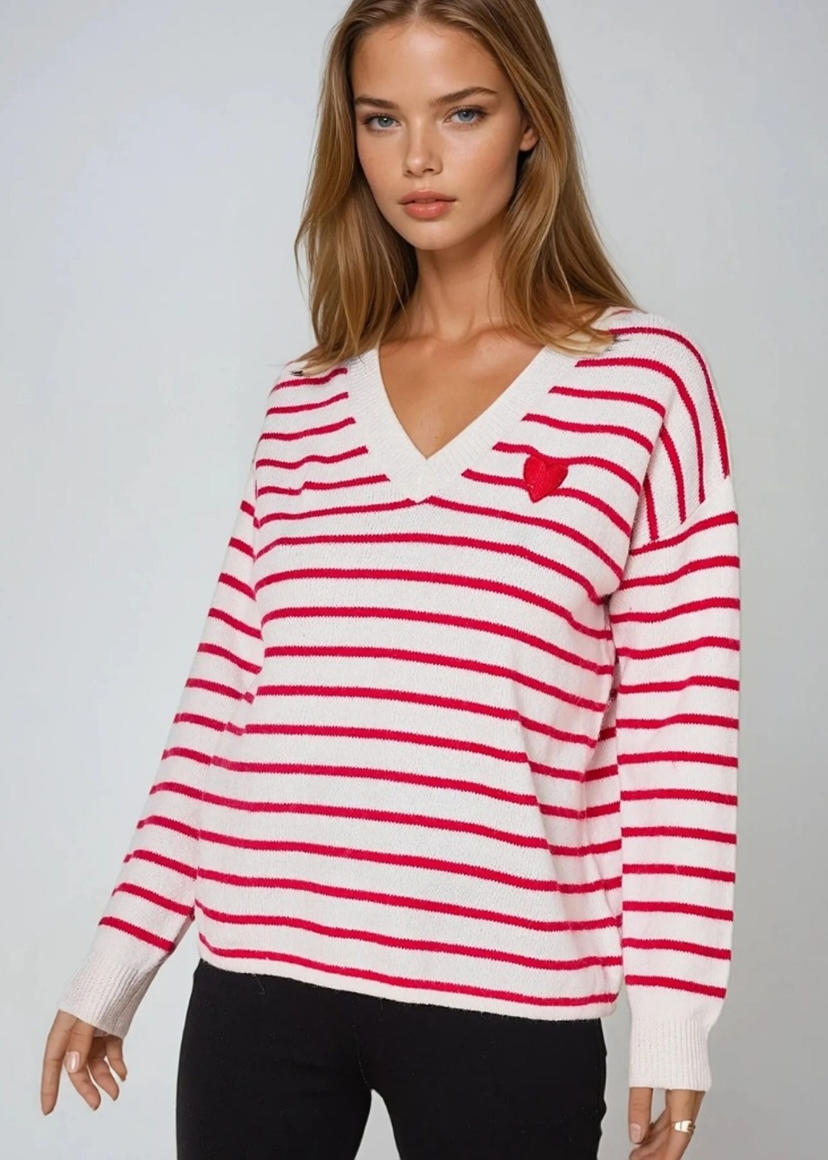 Copperose Striped heart sweater