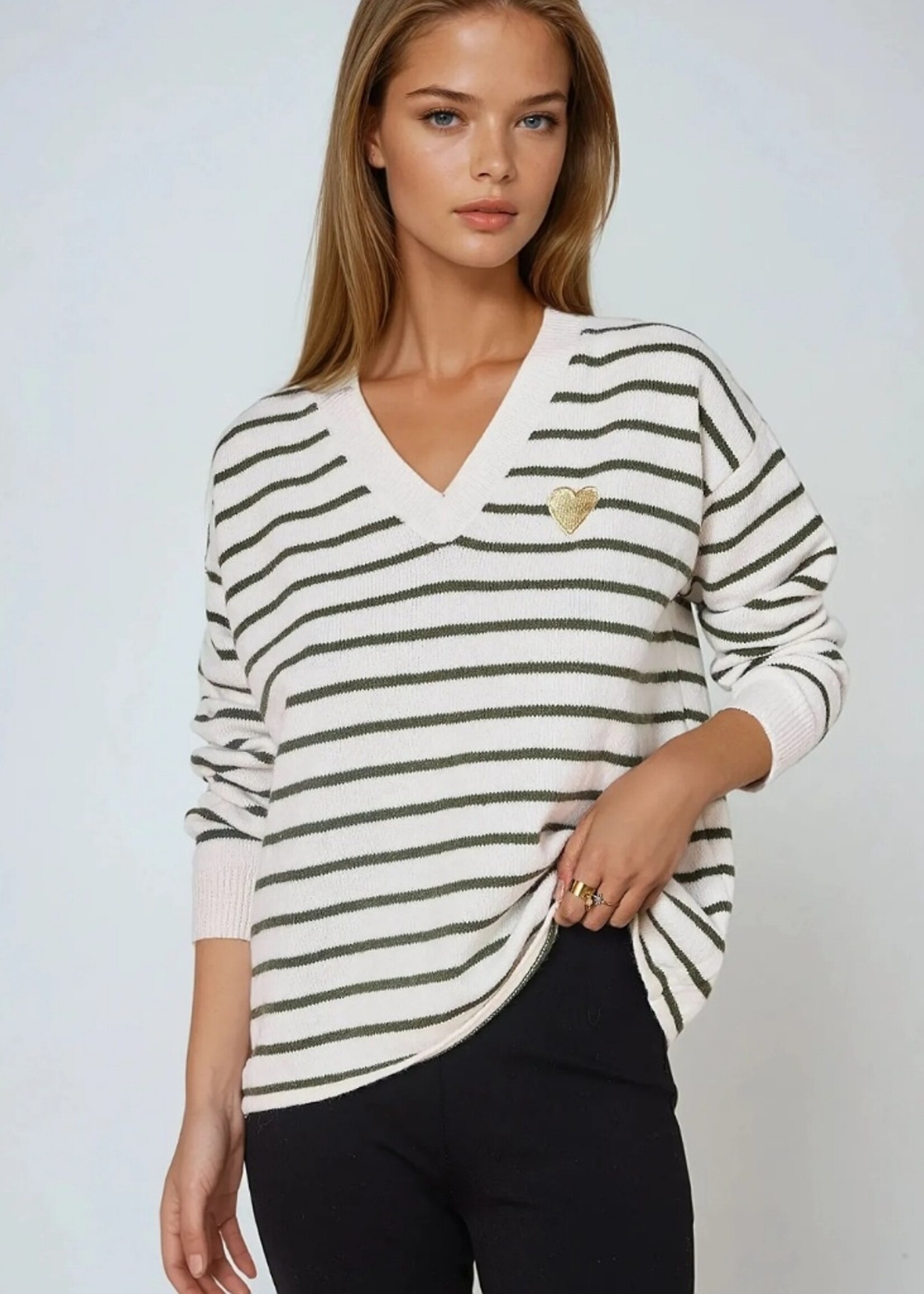 Copperose Striped heart sweater