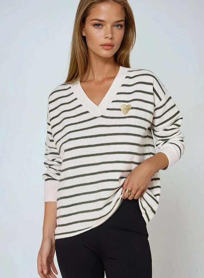 Striped heart sweater