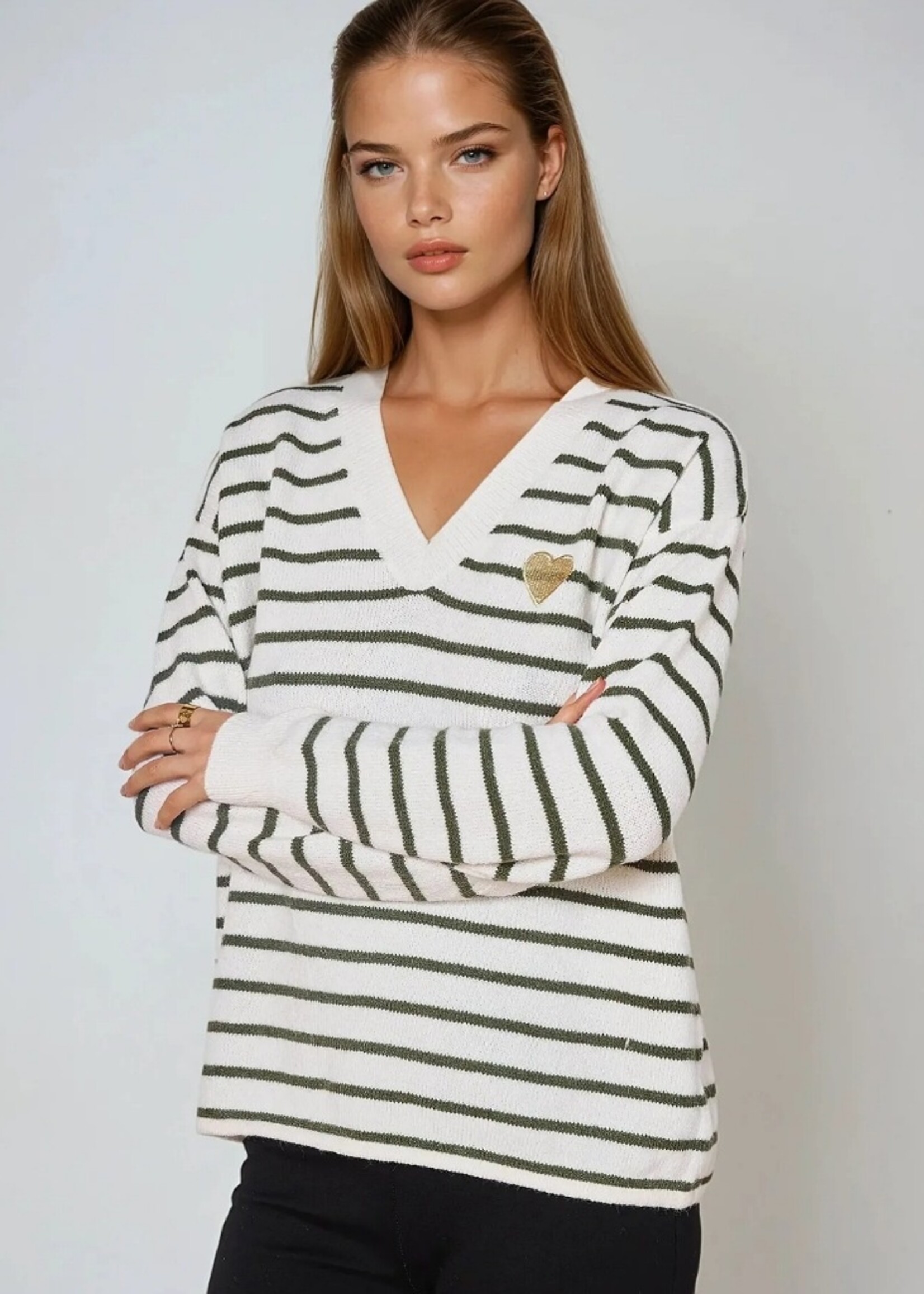 Copperose Striped heart sweater