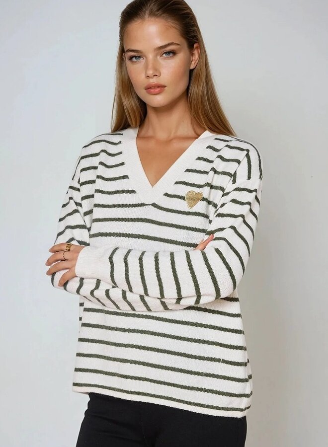 Striped heart sweater