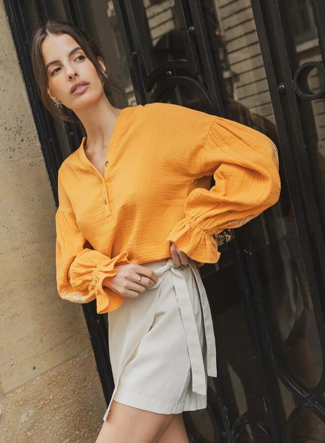 embroidered cotton shirt