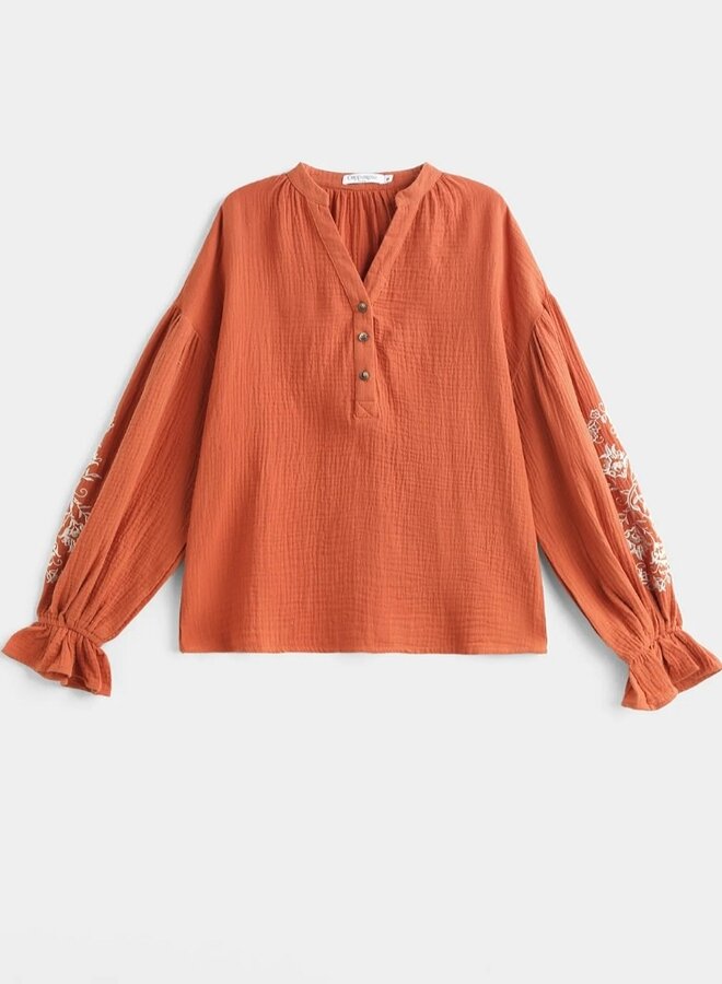 embroidered cotton shirt