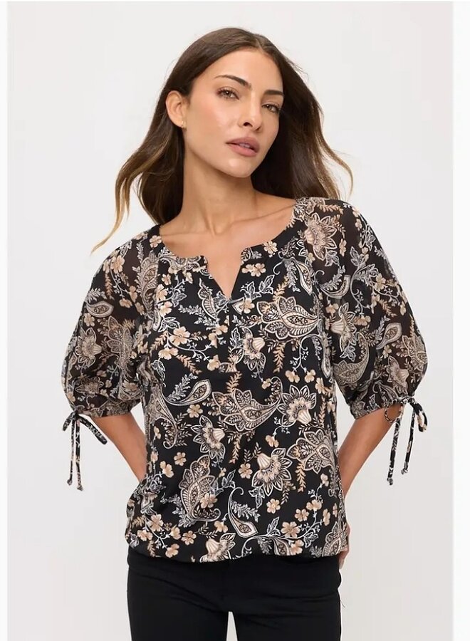 Floral puff sleeve blouse