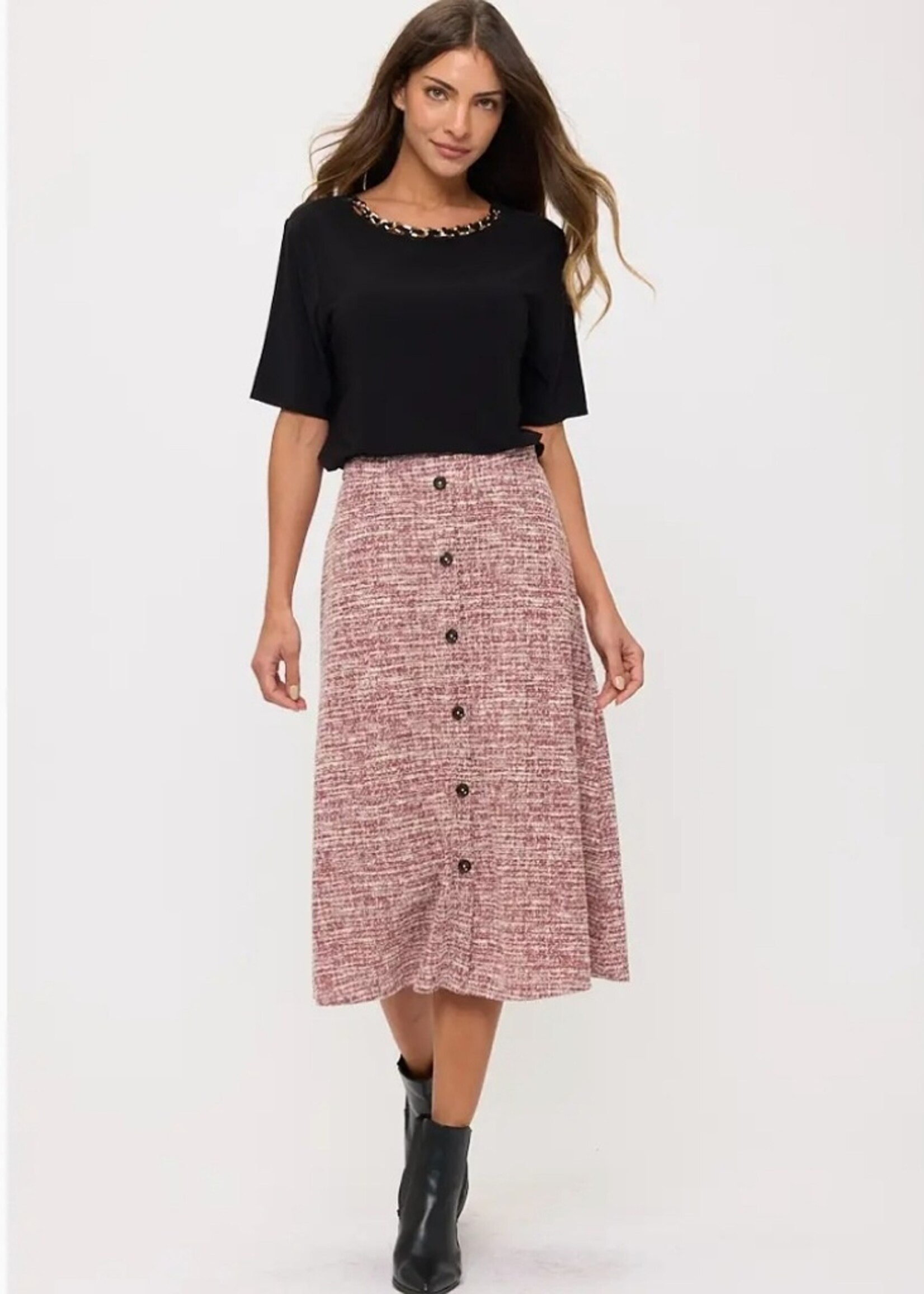 Perseption A Line button down textured midi skirt
