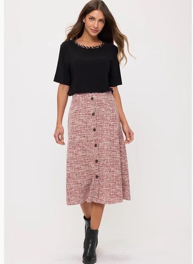 A Line button down textured midi skirt