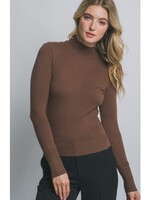 Love Tree Gold button high neck sweater