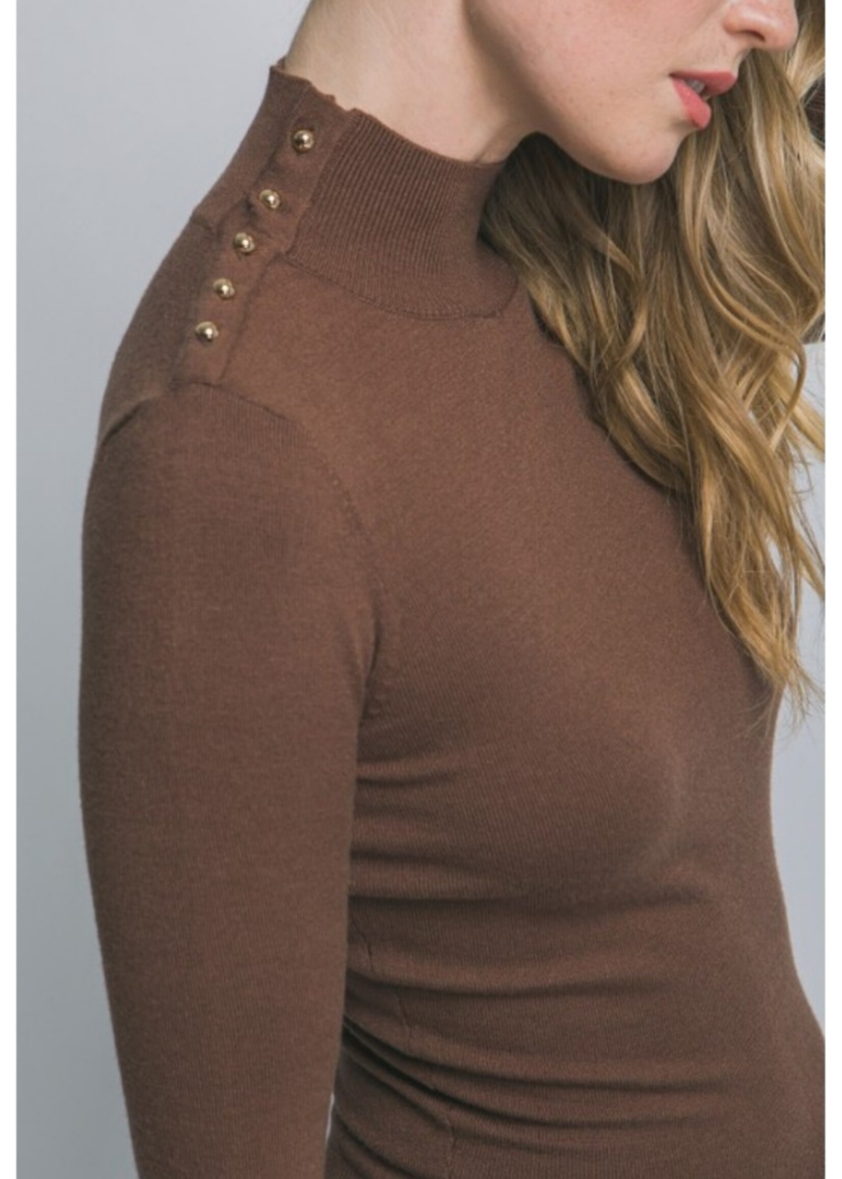 Love Tree Gold button high neck sweater