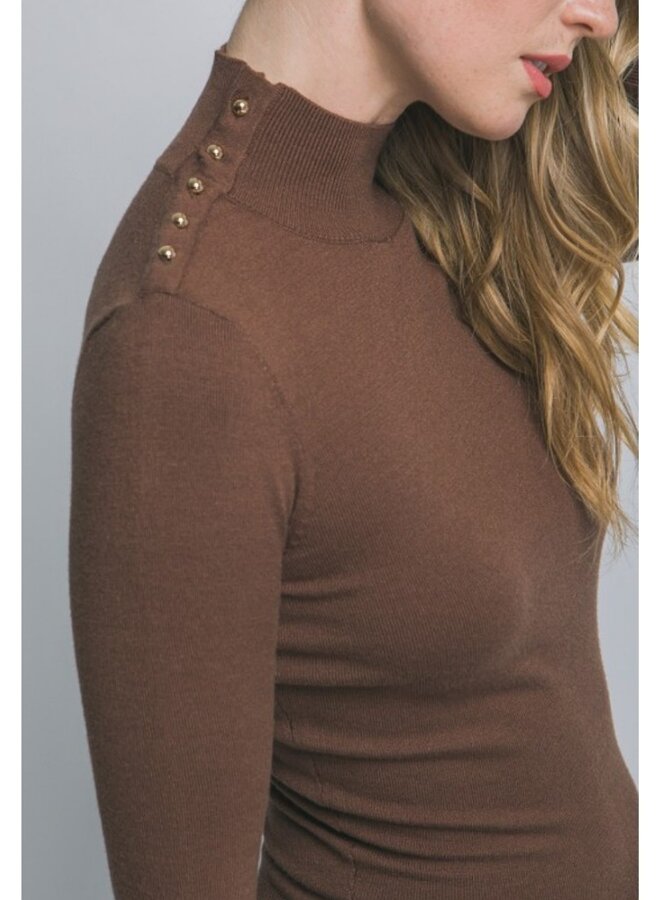 Gold button high neck sweater