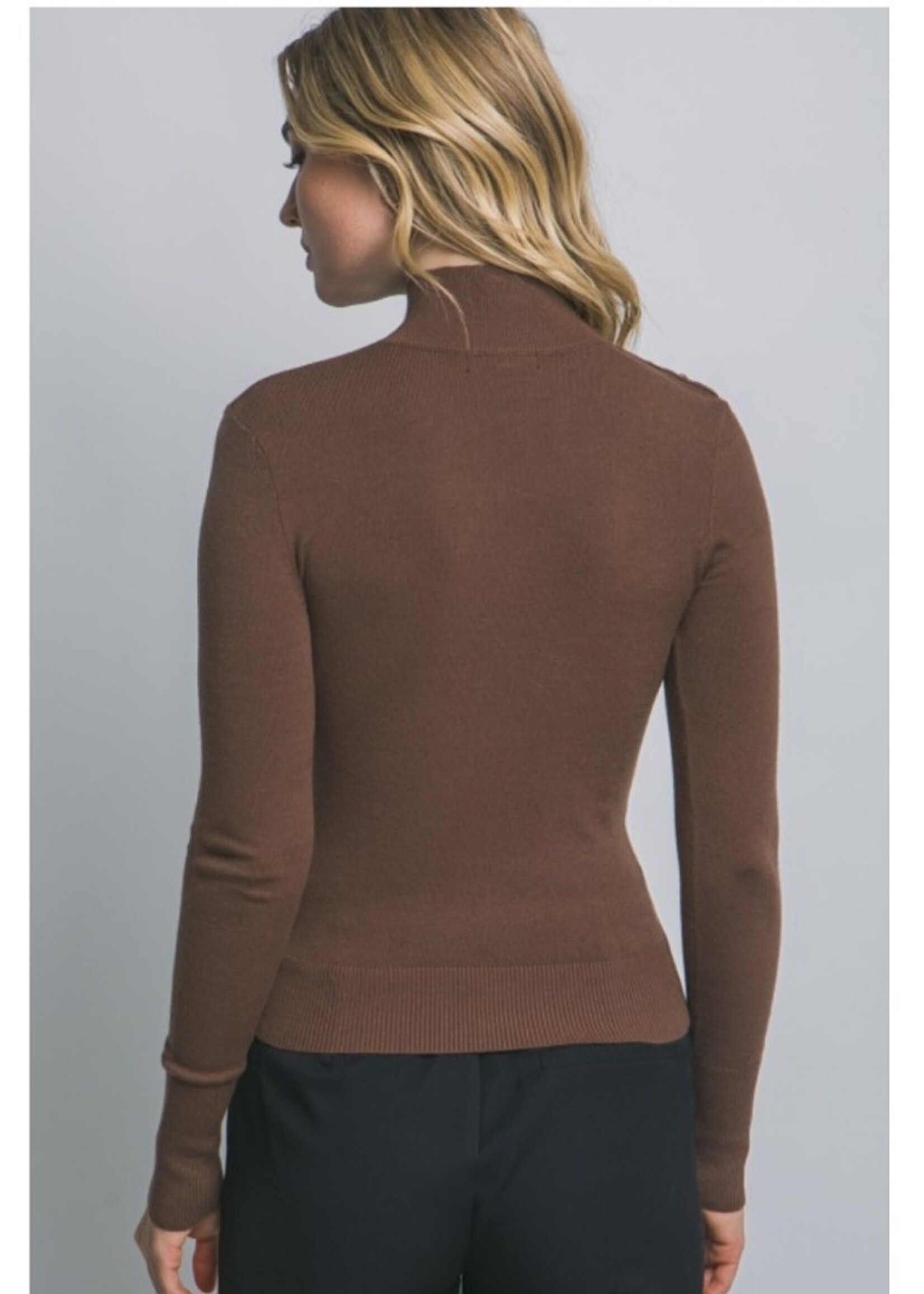 Love Tree Gold button high neck sweater