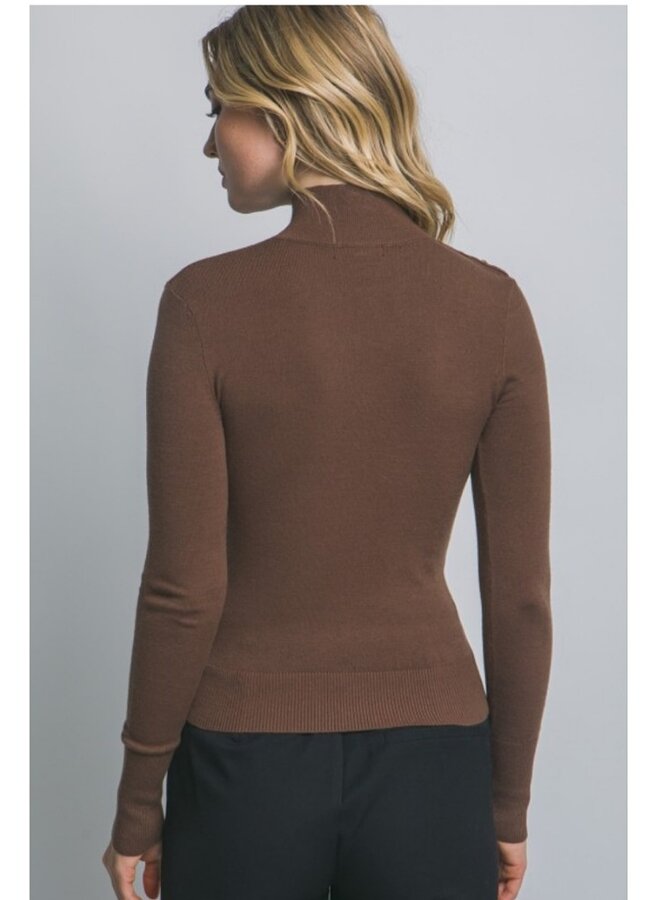 Gold button high neck sweater