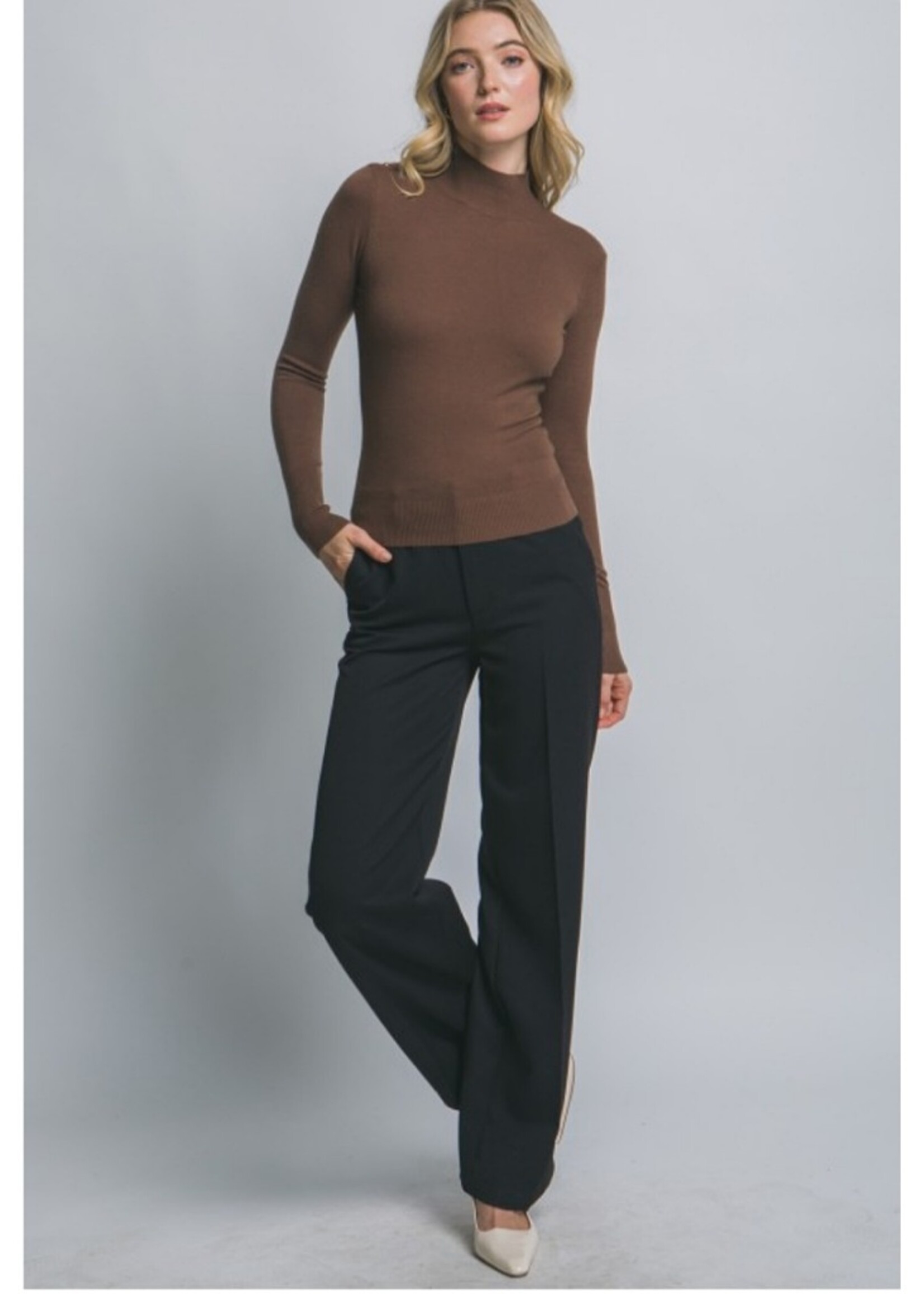 Love Tree Gold button high neck sweater