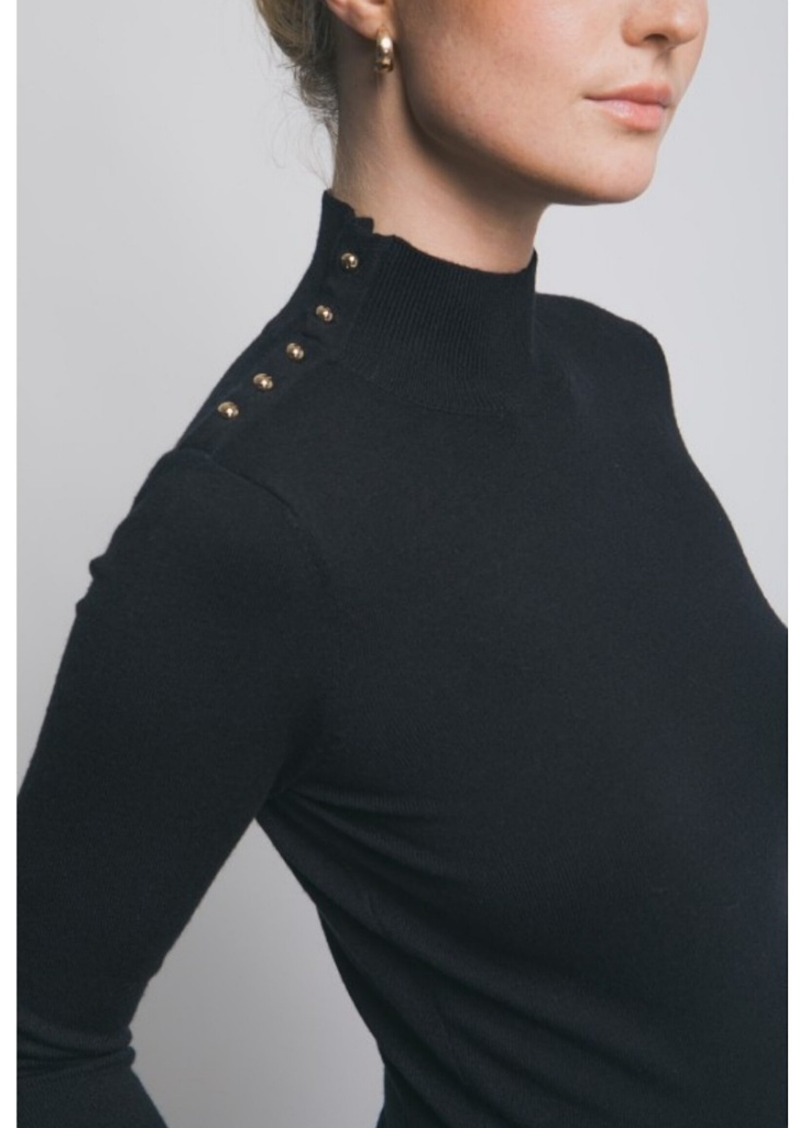 Love Tree Gold button high neck sweater