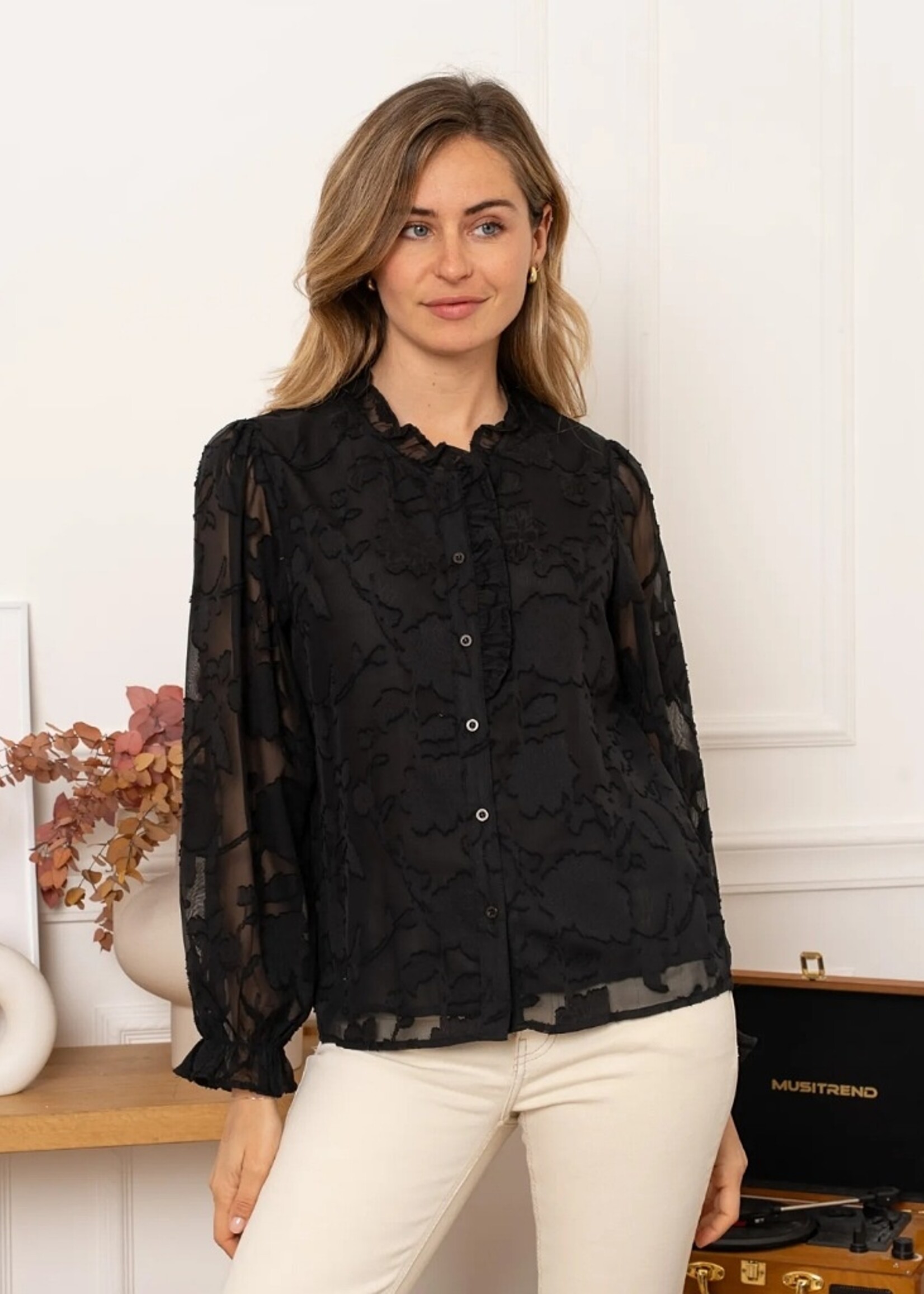 Kilky Burnout sheer blouse