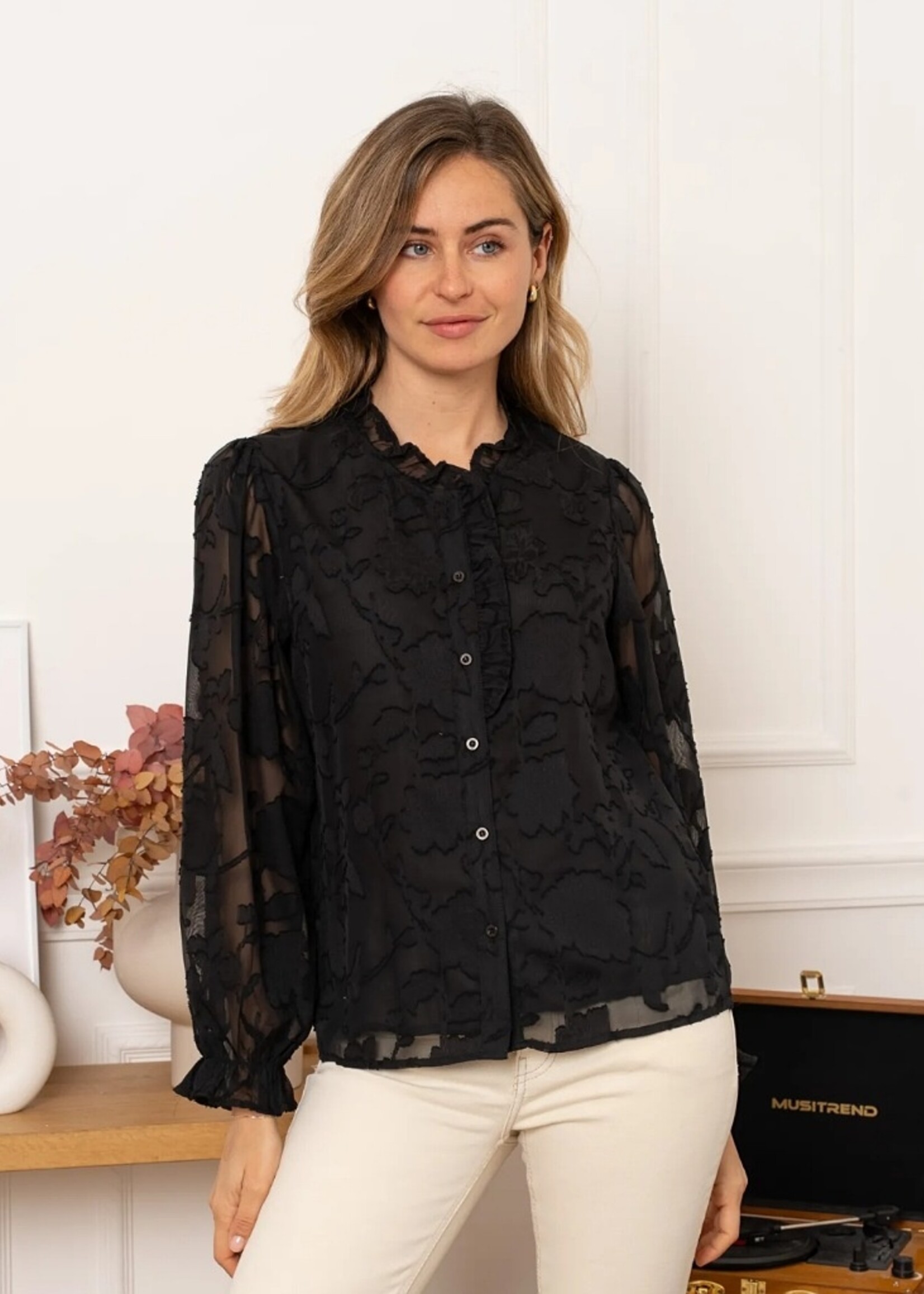 Kilky Burnout sheer blouse