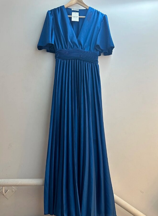 Short sleeve pleated evening dress