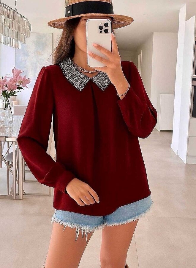 sequin collar blouse