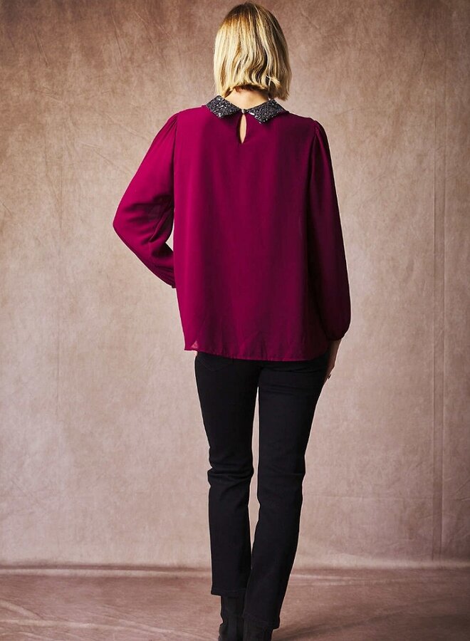 sequin collar blouse