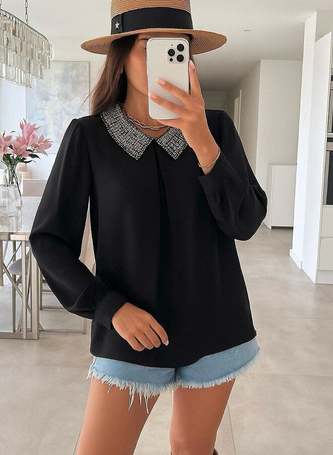 sequin collar blouse