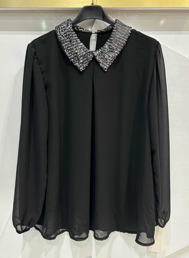 sequin collar blouse