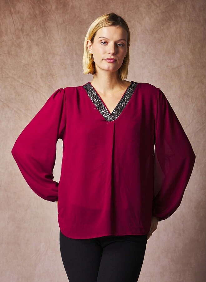 v neck sequin blouse
