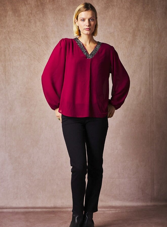 v neck sequin blouse