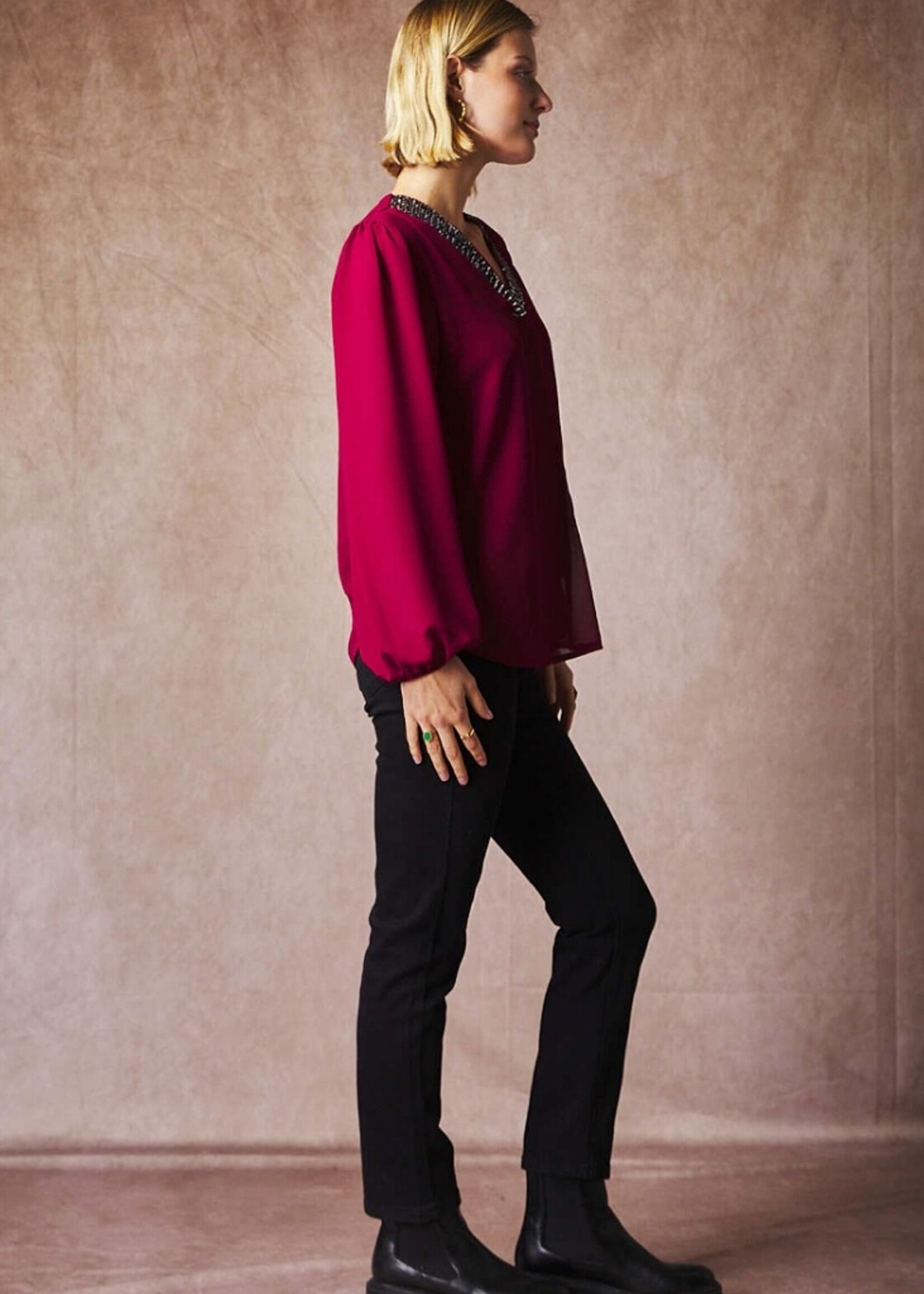 v neck sequin blouse