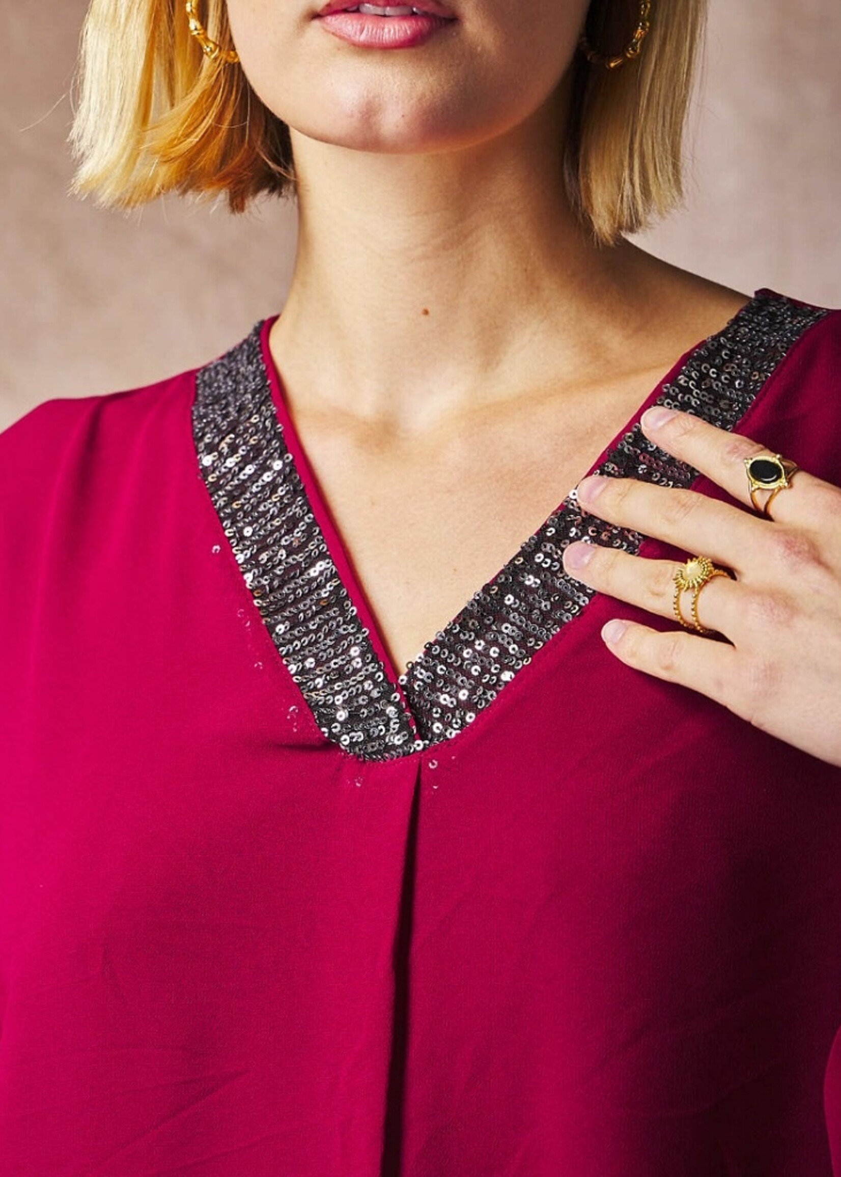 v neck sequin blouse