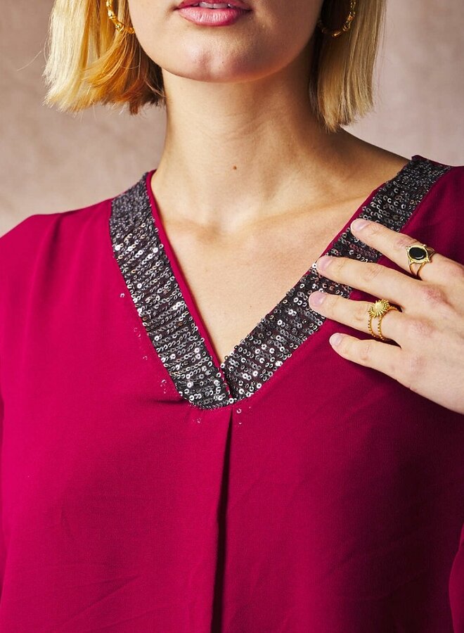 v neck sequin blouse
