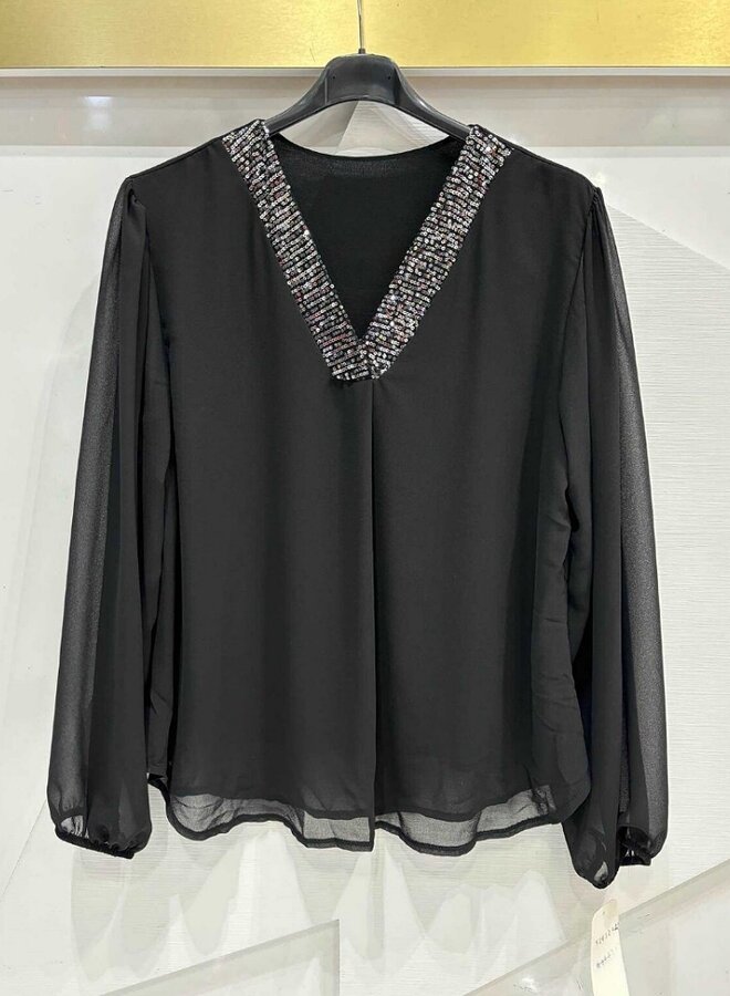 v neck sequin blouse