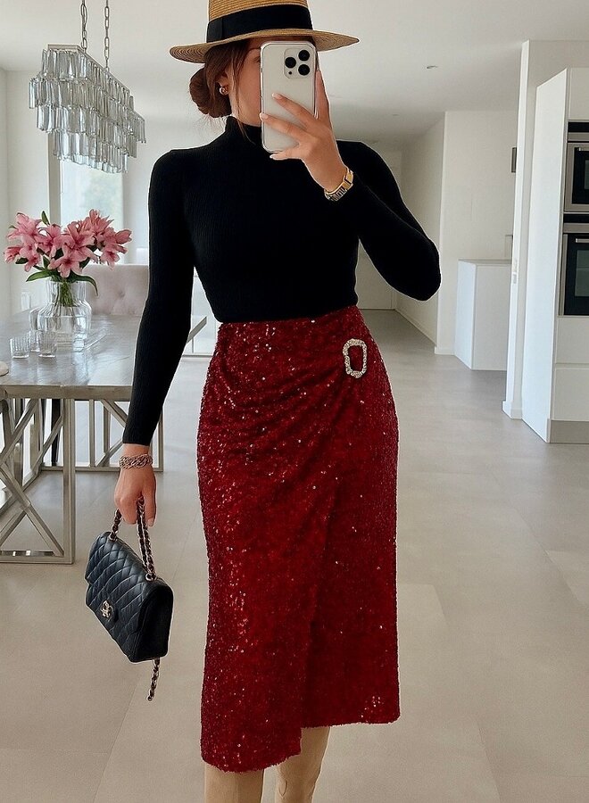 sequin skirt with gold ring