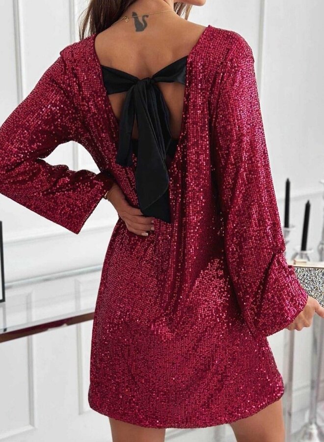 sequin dress with back bow