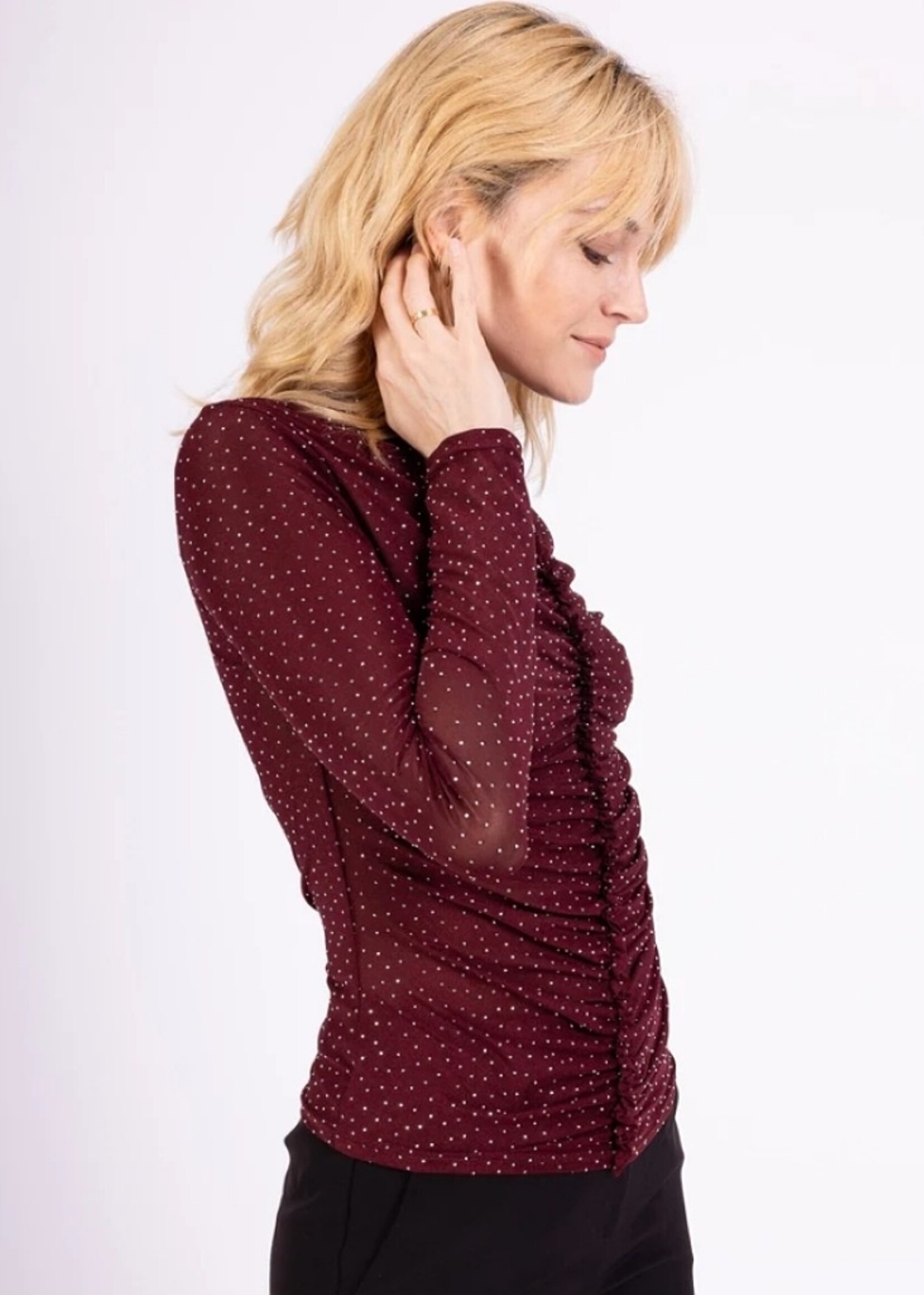 J and H Fashion Long sleeve sparkle mesh top with high neck