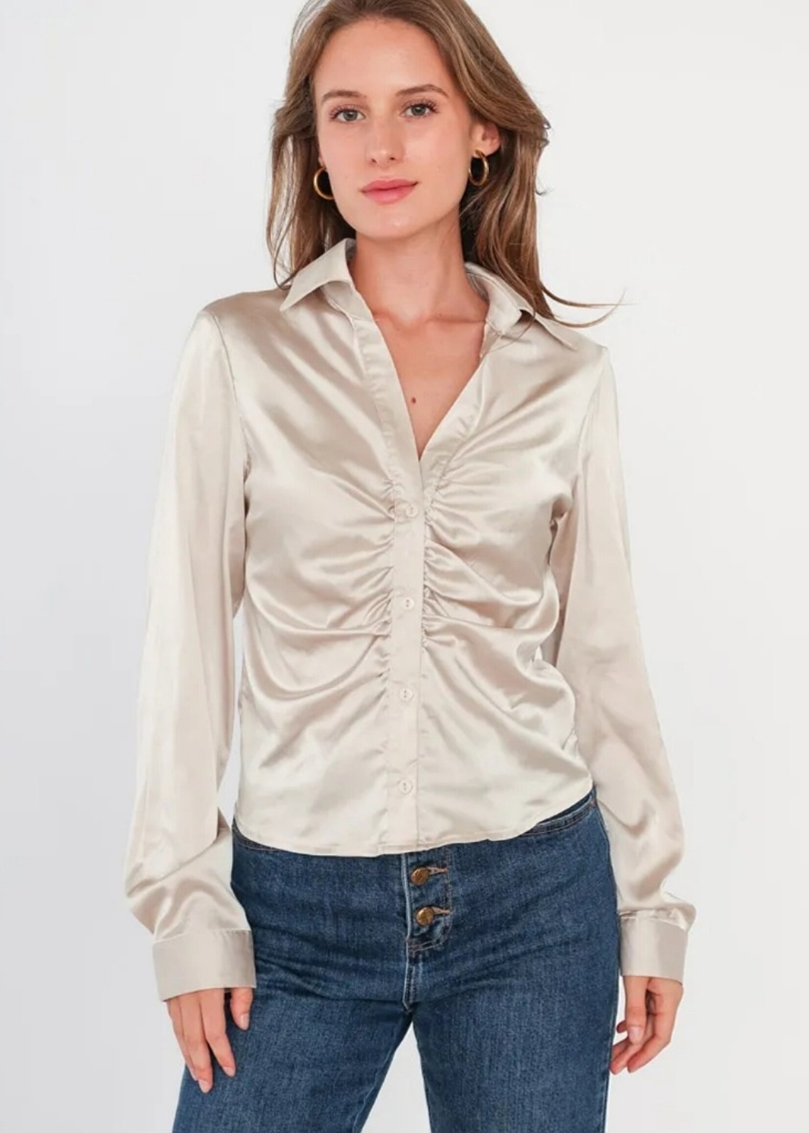 By Clara Silky satin blouse