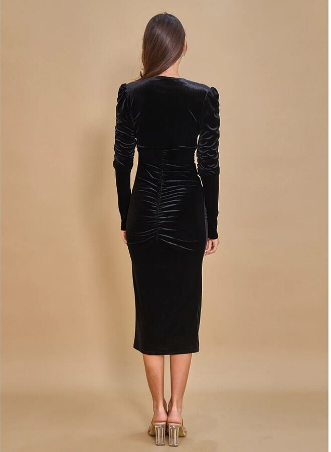 V neck velvet dress
