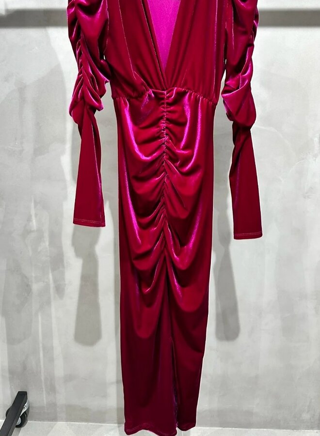 V neck velvet dress