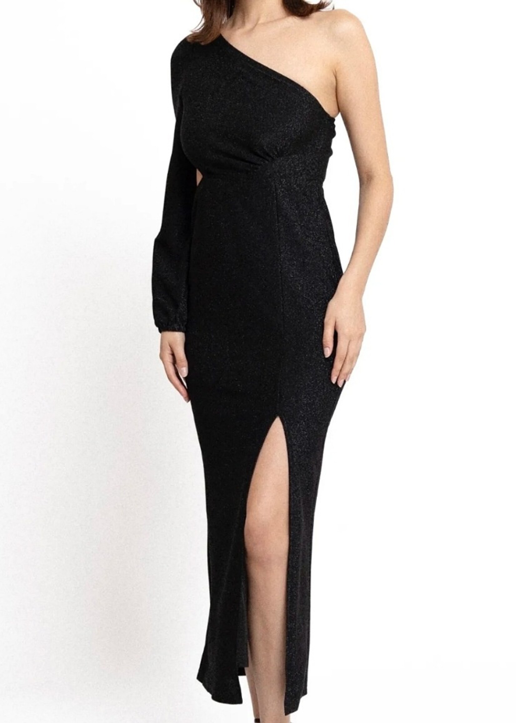 Copperose One shoulder cut out gown