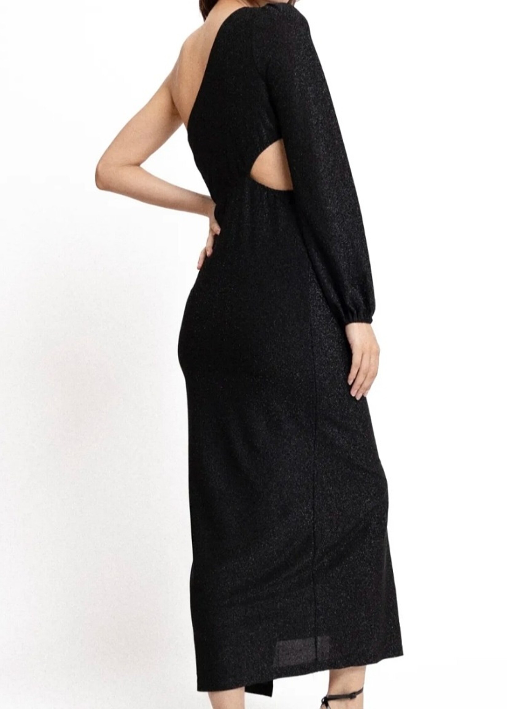 Copperose One shoulder cut out gown