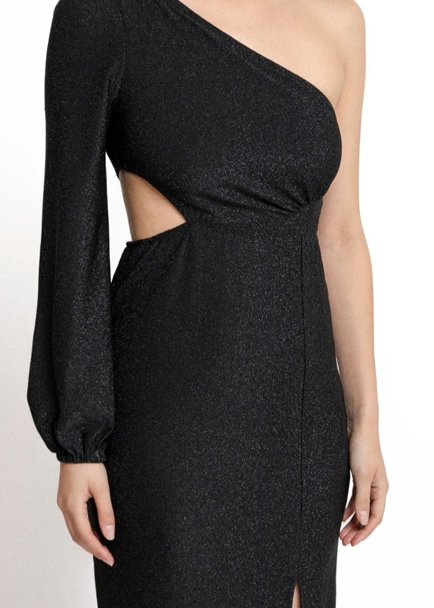 Copperose One shoulder cut out gown