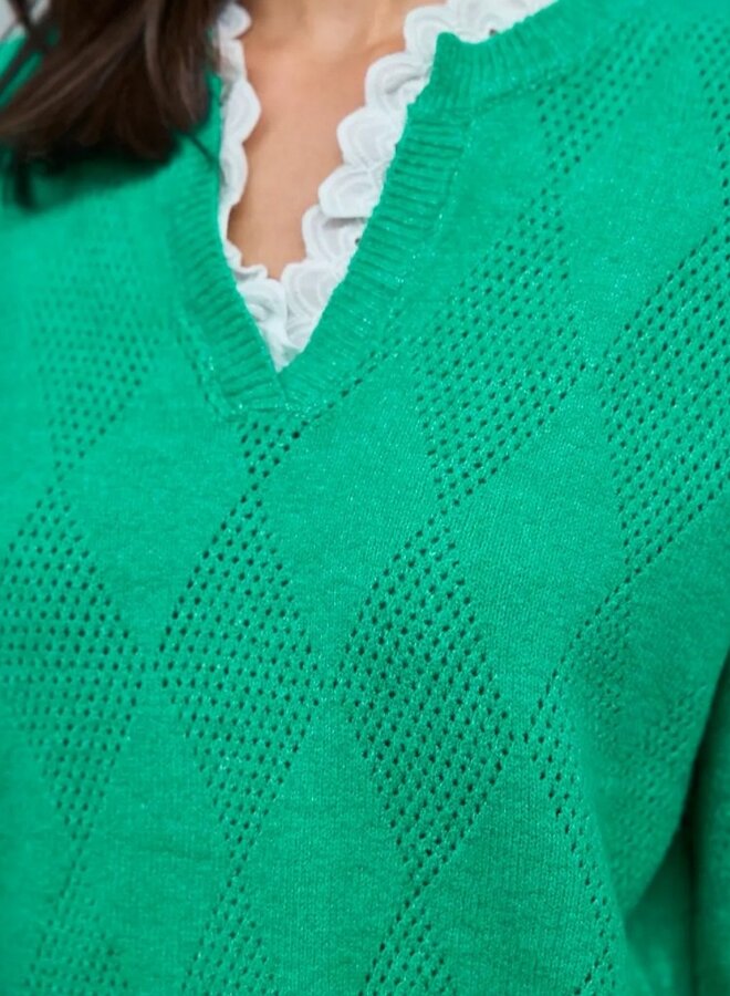 Perforated sweater with collar detail