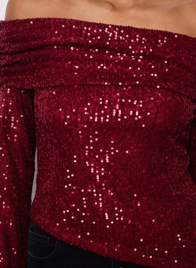 Off shoulder sequin top