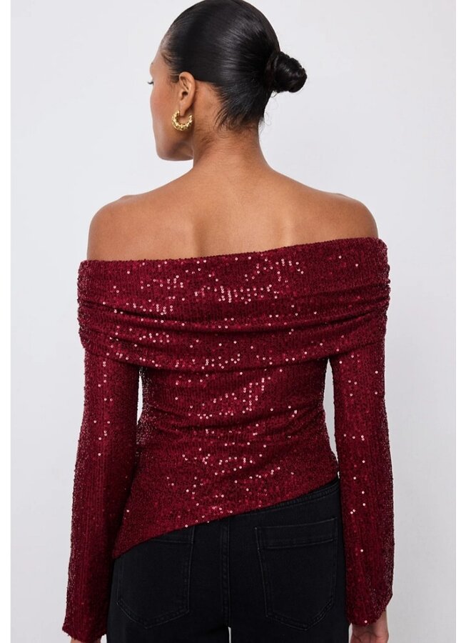 Off shoulder sequin top